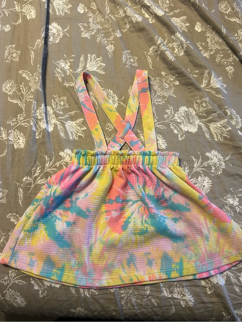 Nickelodeon Pastel Tie-Dye Kids Suspender Skirt - Pink, Yellow, Blue